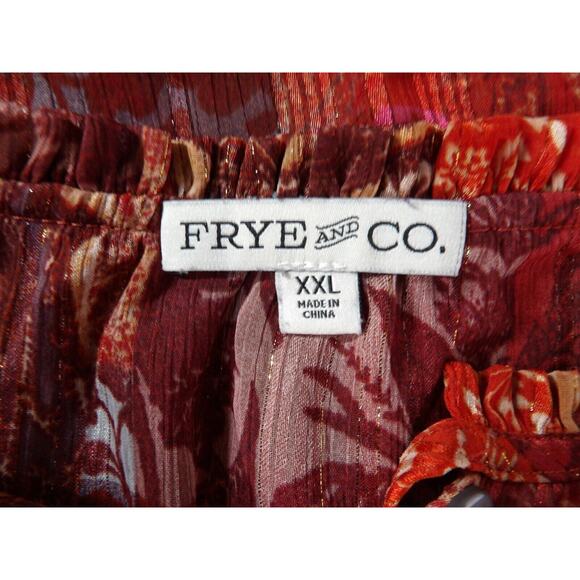 Frye and Co XXL Shirt Top Blouse Sheer Red Ruffle Boho Gauzy Layers Beach Festiv - Picture 5 of 9